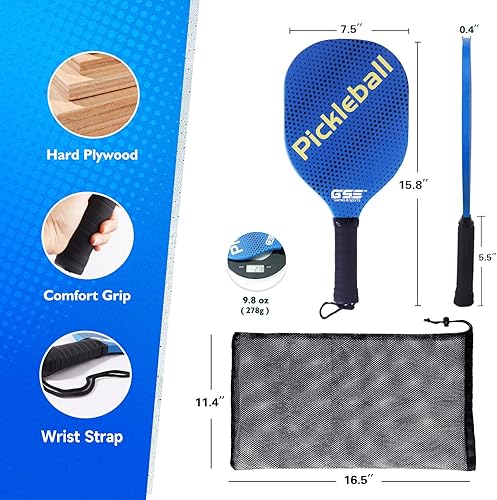 Miniatura 2 de GSE Games & Sports Expert Juego de palas de pickleball con raquetas ligeras de pickleball y bolas de pepinillo para interiores y exteriores y bolsa