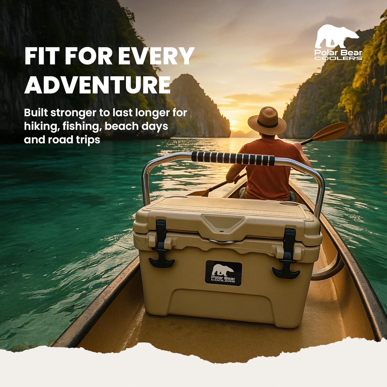 Polar Bear Coolers - Hard-Sided Cooler - Ice Chest for Camping, Travel, Sports Events, or Fishing - Insulated Hard Shell Cooler - Heavy-Duty & Portable - Keeps Ice up to 5 Days