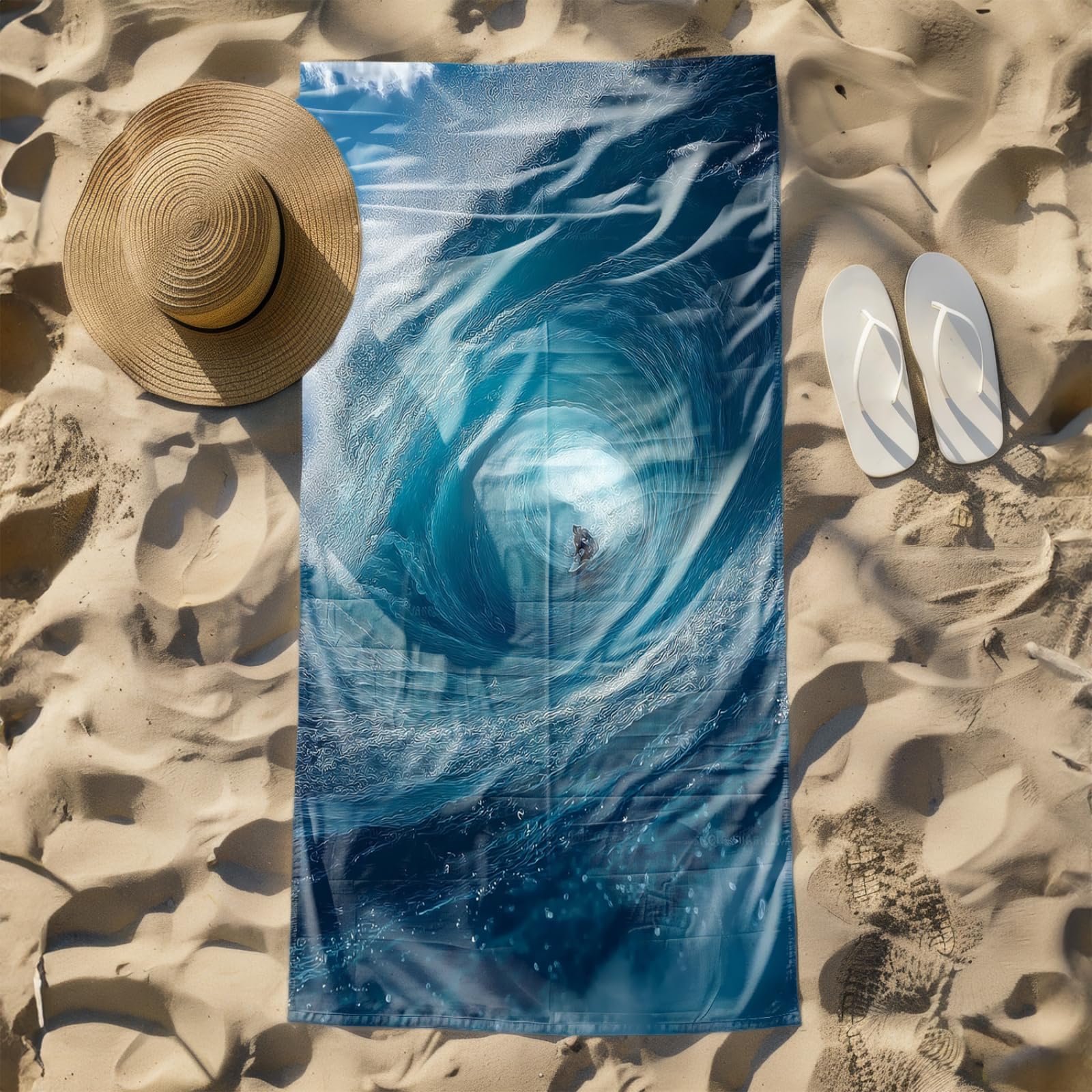 Xxl Microfibre Beach Towel 200X200 Ocean Vortex Lightweight microfibre beach towel,Sand Free Quick Dry Travel Swim Towel, Sports Towel Yoga Gym for Women Men