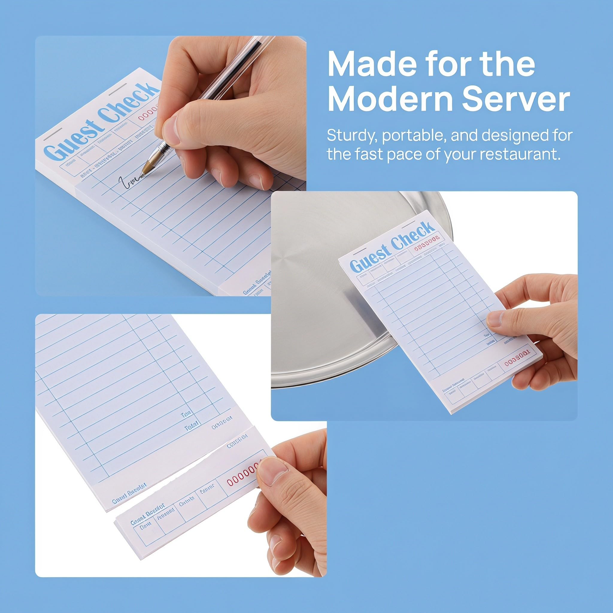 OUNONA Bloc de notas para clientes (paquete de 10), cuaderno para pedidos de de restaurante, libro de tickets de servicio de alimentos, libro de pedidos para camareras para personal de hostelería, 50