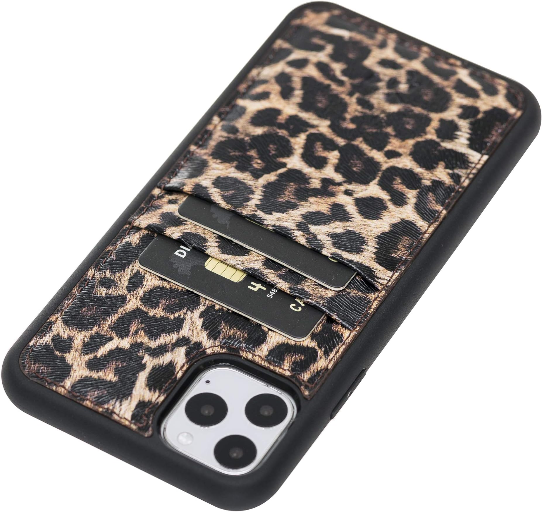 Venito Capri Leather Wallet Case Compatible with iPhone 11 Pro Max (6.5 inch) – Extra Secure with RFID Blocking & Padded Back Cover - Leopard Pattern