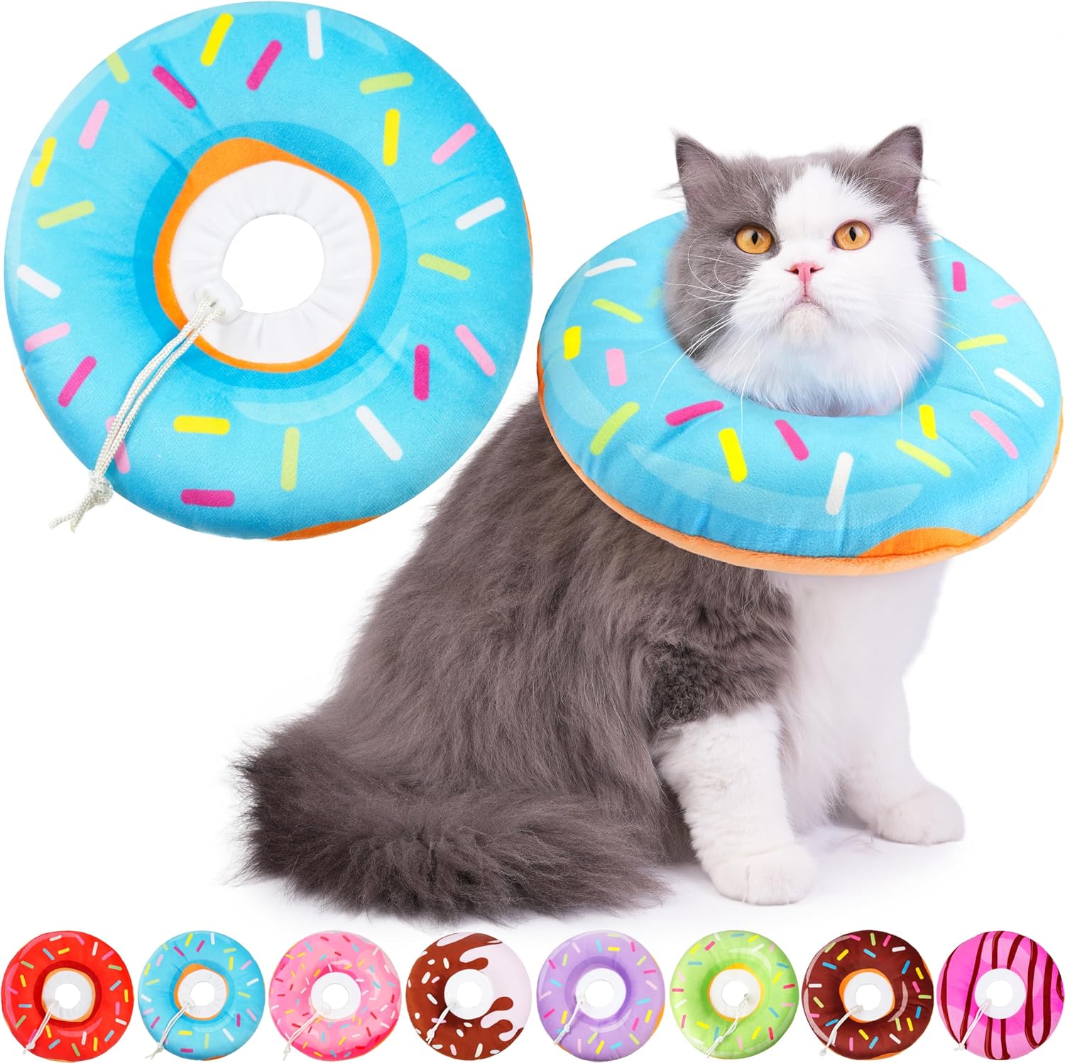 Cat Cone Collar Soft, Cat Recovery Collar for Wound Healing Cute Cat Donut Adjustable Cat Cones to Stop Licking Comfortable Lightweight Neck Elizabethan Collars for Cats Kittens After Surgery Cat Cone Collar Soft, Cat Recovery Collar for Wound Healing Cute Cat Donut Adjustable Cat Cones to Stop Licking Comfortable Lightweight Neck Elizabethan Collars for Cats Kittens After Surgery