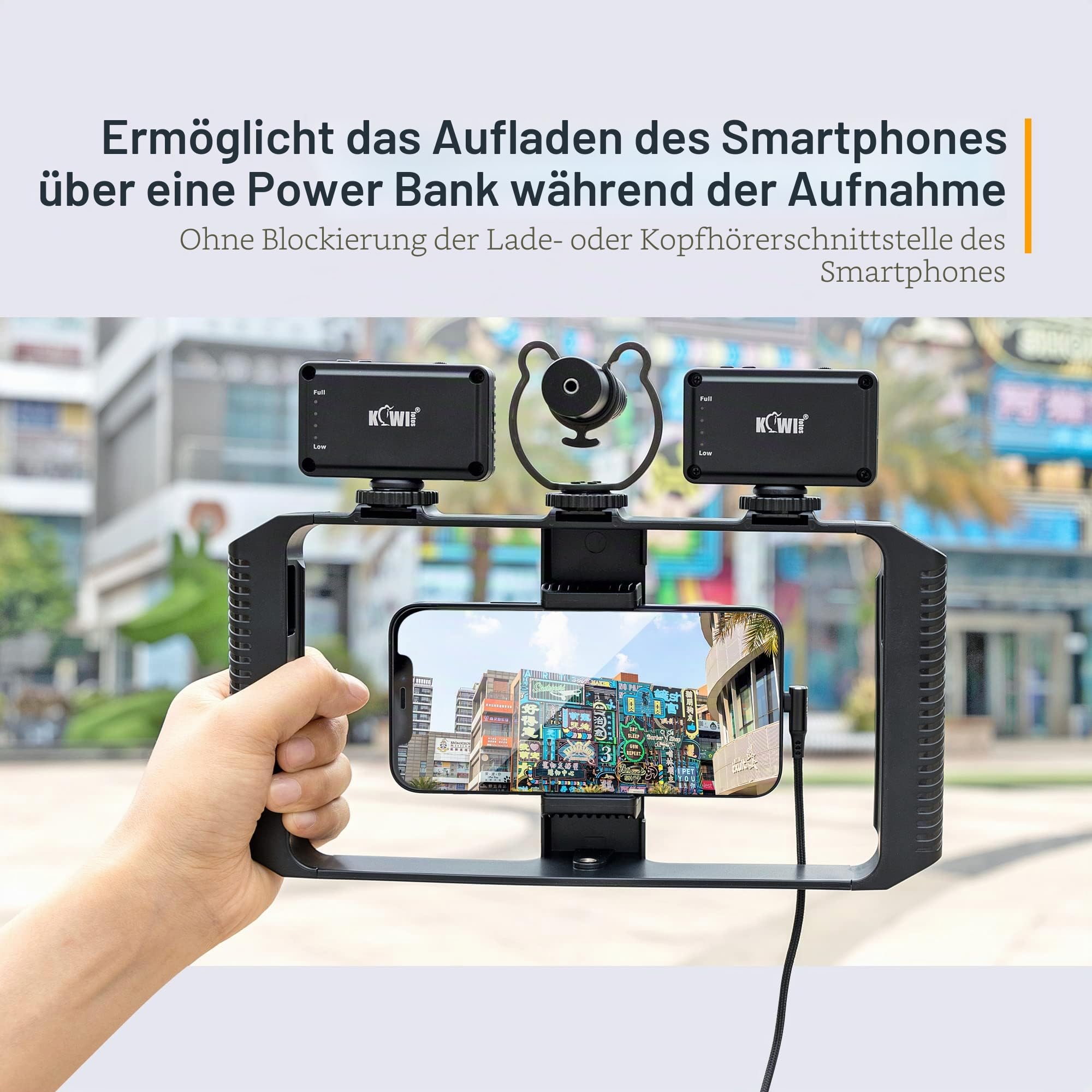 Smartphone Video Rig mit Kabelloser Fernbedienung + Handschlaufe, Stabilisator Smartphone für iPhone 13 12 11 Pro Max X XS Galaxy 20 FE, Handy Video Halterung für Vlogging YouTube Tiktok Videomaker