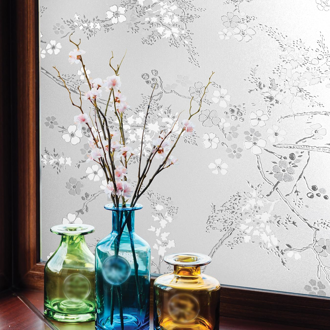 Artscape Blossom | Decorative Privacy Window Film with Textured Glass Pattern | Non-Adhesive & UV Protection | Easy to Apply & Removable | 24 x 36 Inches | Made in USA