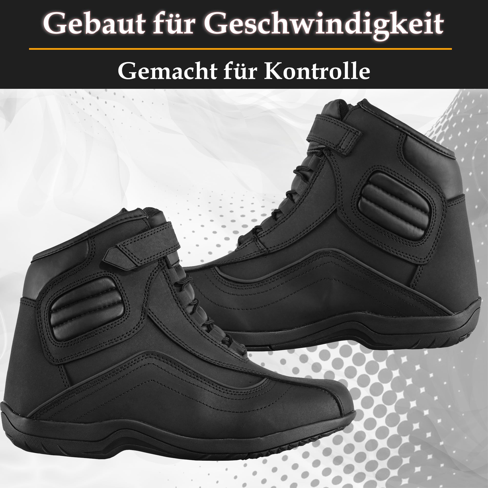 6010 Bottes de moto en cuir pour homme avec semelle en caoutchouc antidérapante et protection CE EN 13634:2017