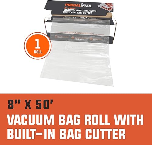 Miniatura 2 de Rollo de bolsa de vacío de 8 pulgadas x 50 pies con cortador de bolsas integrado, fácil de usar para conservación de alimentos, apto para