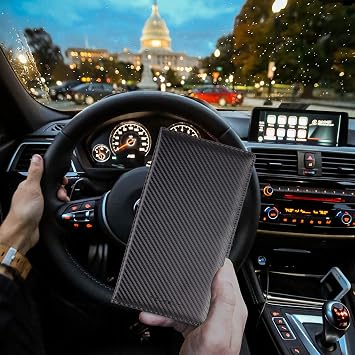 TOURSUIT Car Registration & Insurance Card Holder, Carbon Fiber Black