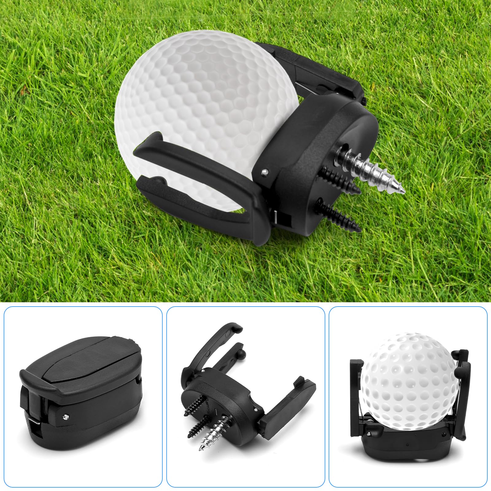 HENGBIRD 4 Pezzi Raccoglitore di Palline da Golf, Mini Raccoglitore di Putter con 12 Viti, Accessorio Pieghevole per Il Recupero delle Palline da Golf, Raccoglitore di Palline da Golf Nero per Putter