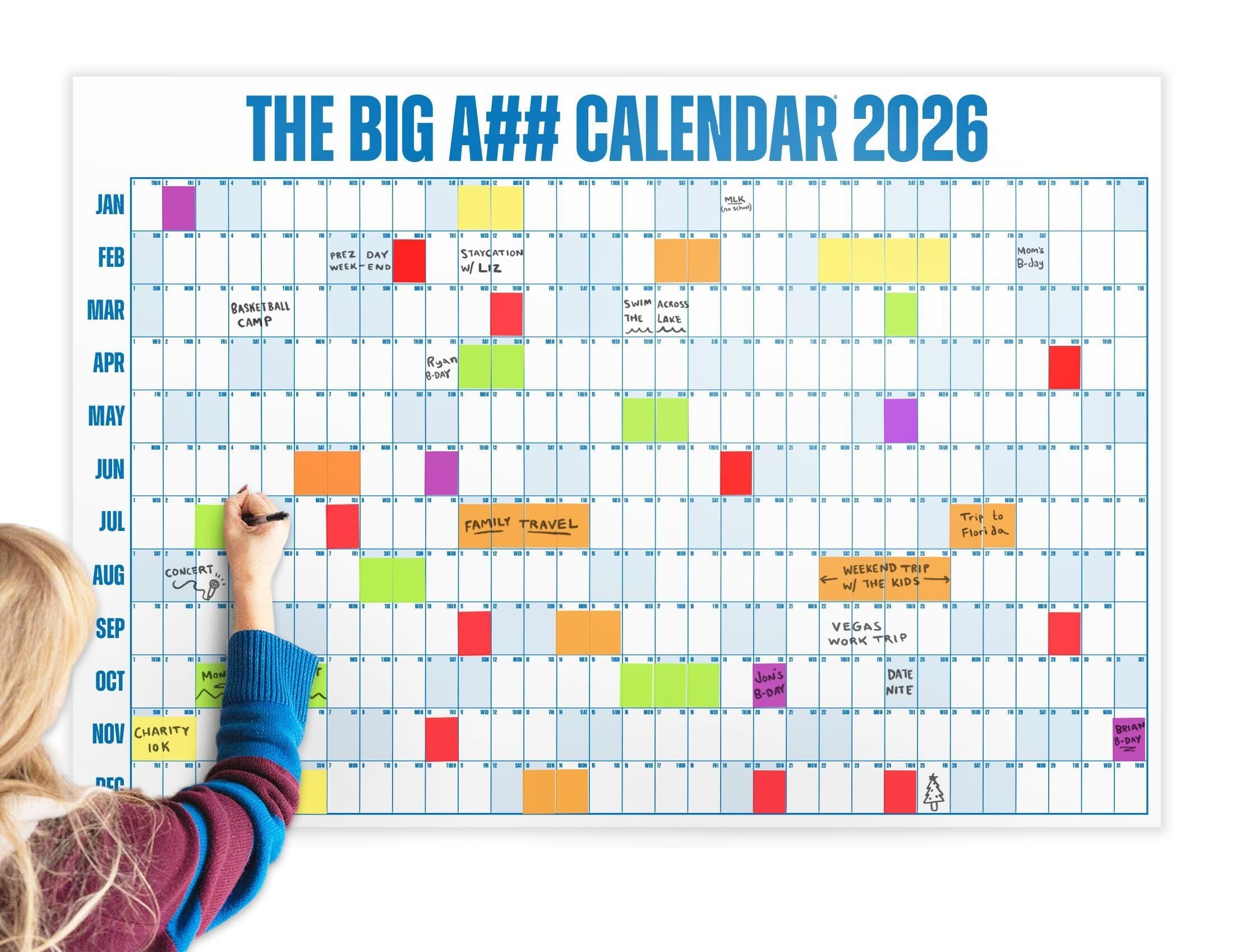 The Big A## Calendar Full-Year Wall Calendar – 2026 Dry-Erase