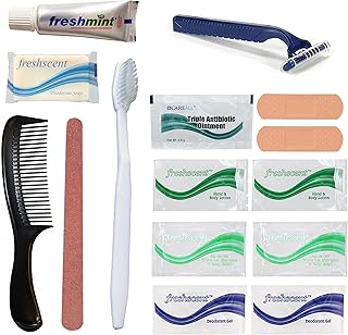 48 Kits -Wholesale Hygiene and Toiletry 15 Piece Kit for Homeless, Travel and Charity