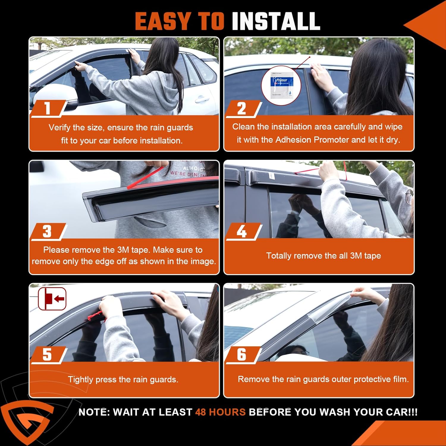 Rain Guards Fit for Ford F-150 SUPERCREW CAB 2015 2016 2017 2018 2019 2020 2021 2022 2023 2024 2025, Tape-on Durable Side Window Sun Wind Deflectors, 2015-2025 F150 Rain Guard Black 4 PCS