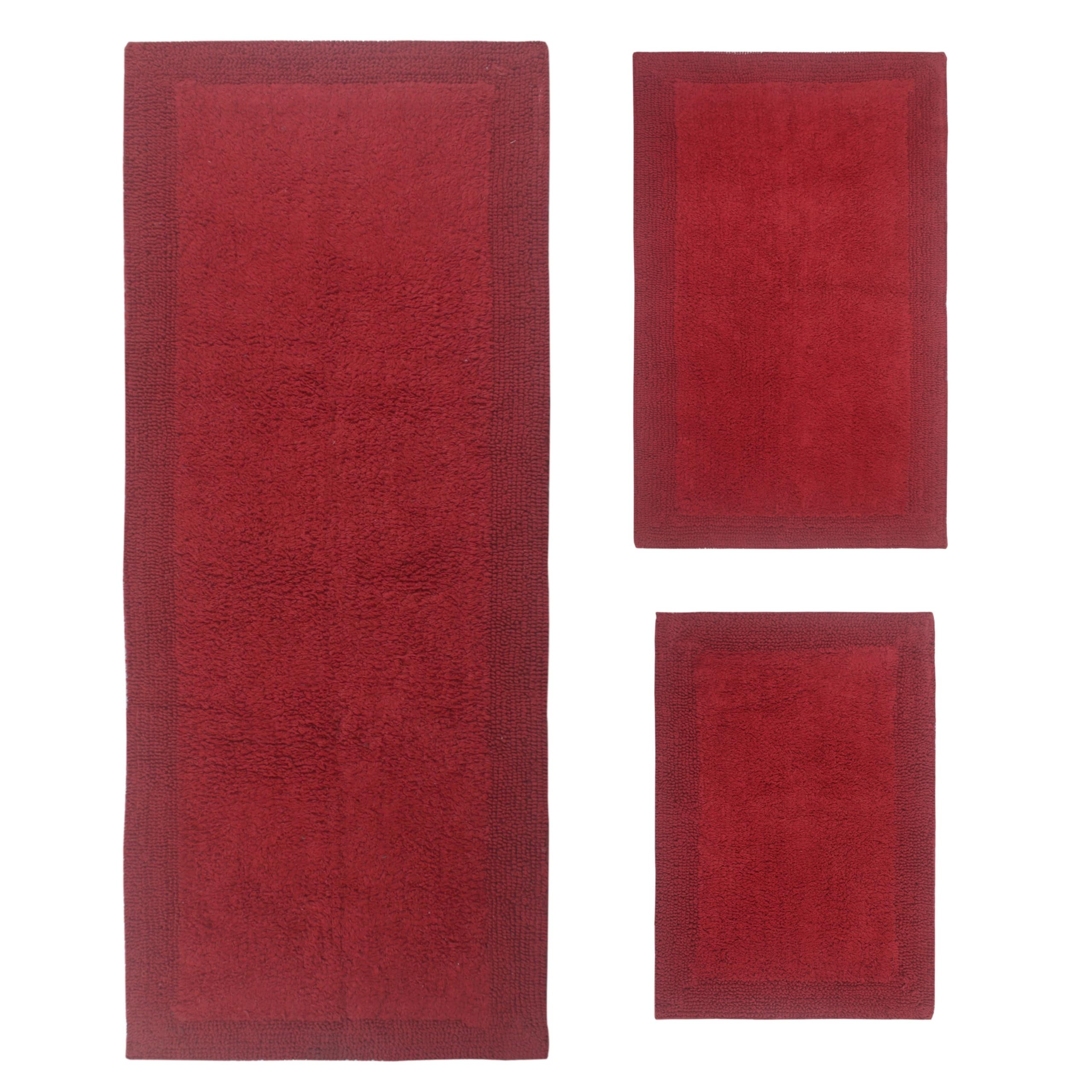 Home Weavers Luxury Collection - Juego de alfombras de baño 100 % de algodón reversibles, lavables, extra suaves y absorbentes, juego de alfombrillas de baño, antideslizantes, juego de 3 piezas con