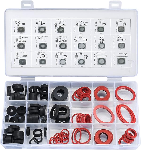 141 Pcs Rubber O-Ring Washers Gaskets, Plumbing Sealing Garden Hose Gaskets Washers, Silicone Tap Seal Faucet Washer Assortment Kit for Plumbing Washer Seal, Auto Quick Repair
