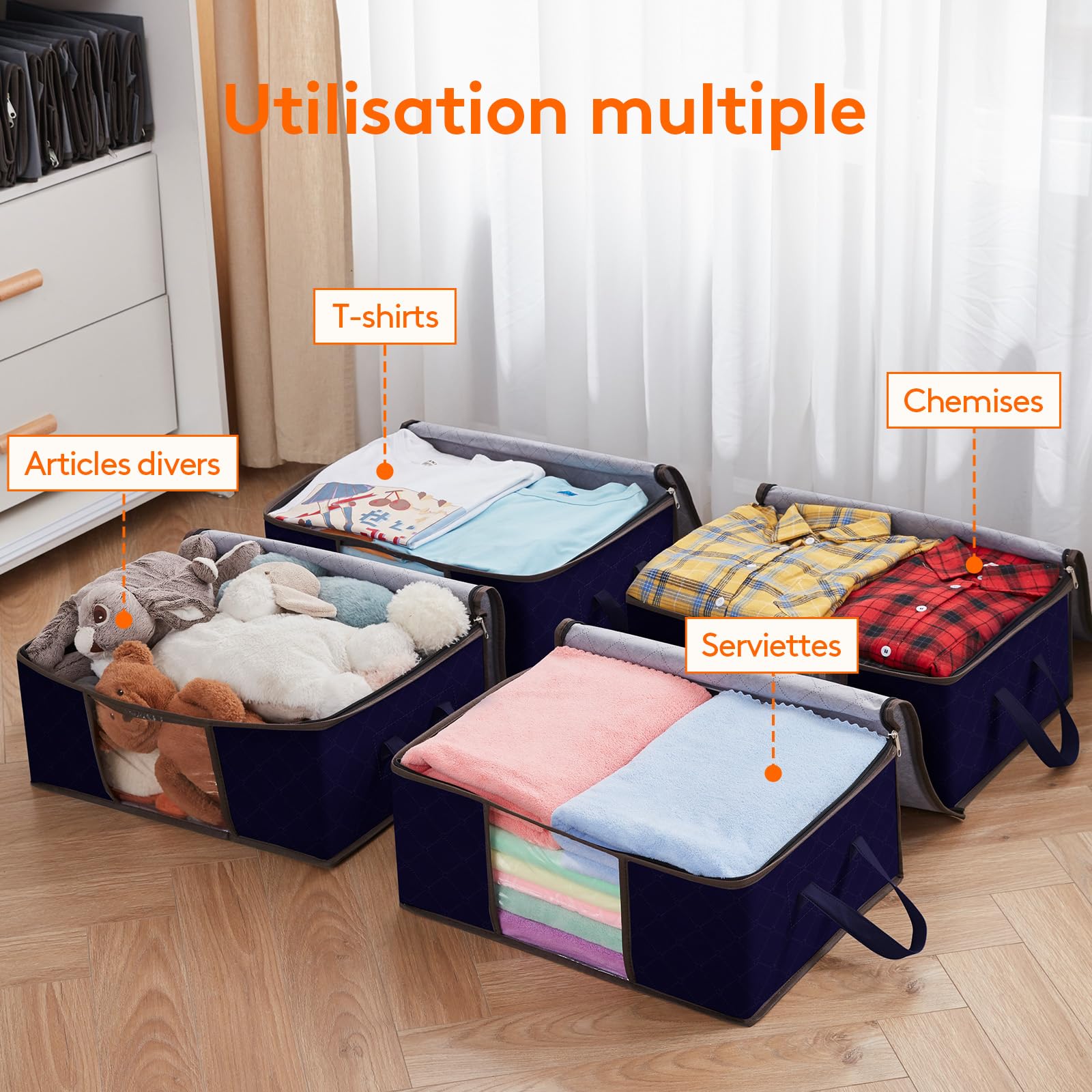Set van 2 opvouwbare quilt opbergtassen, voor het bewaren van dekbed
