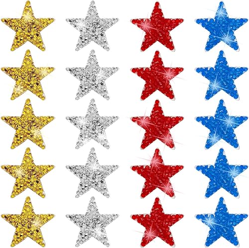 40 parches de estrellas para planchar, parches adhesivos de estrellas con diamantes de imitación para planchar, adhesivos calientes, parches de