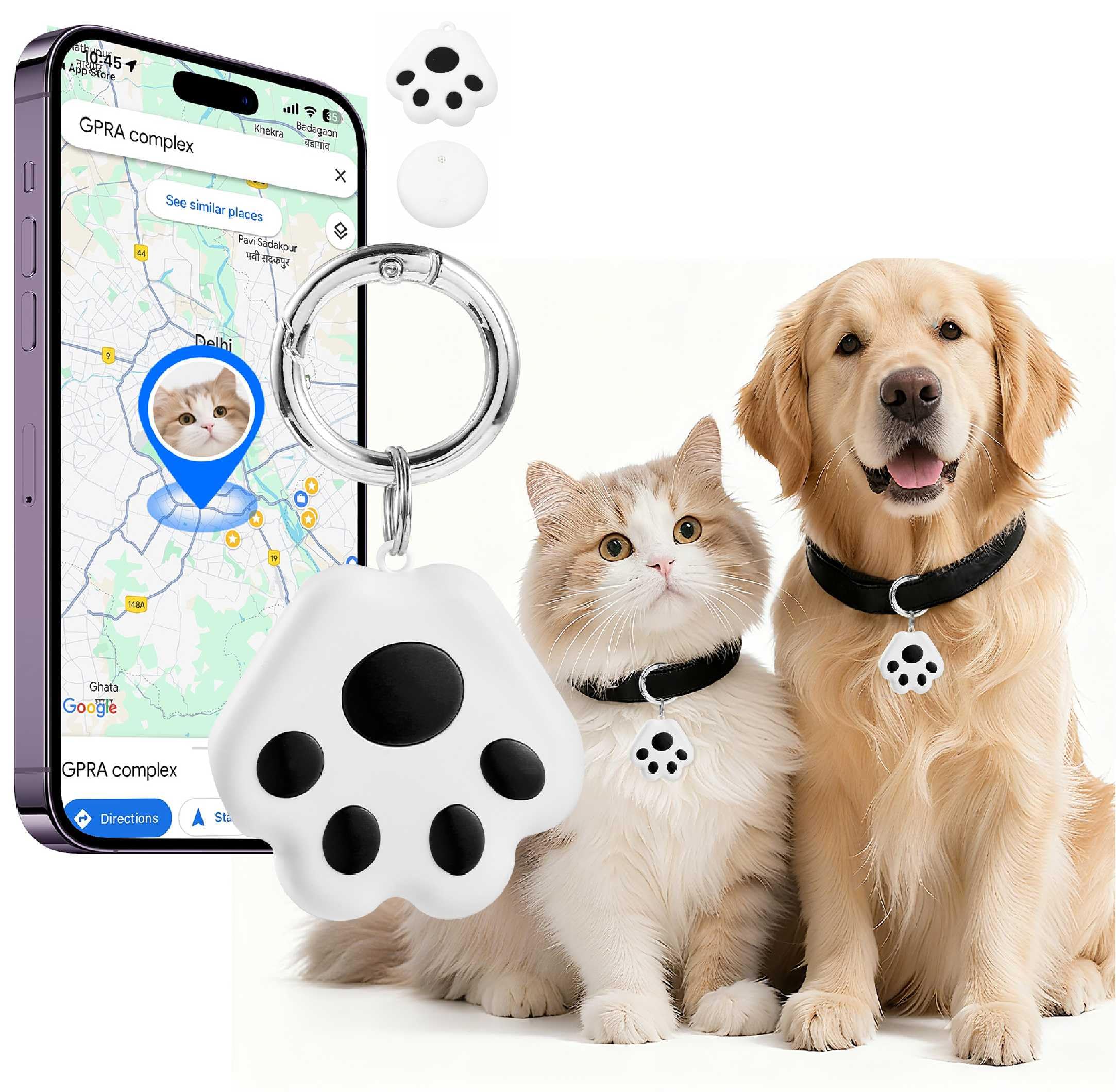 【Haustier GPS Tracker für Hund und Katze】Hunde und Katzen Kleine Tracking Tag für Google und iOS ohne Abonnement Keine Gebühr - Smart Pets Tracker Wasserdicht Staubdicht Extra Lange