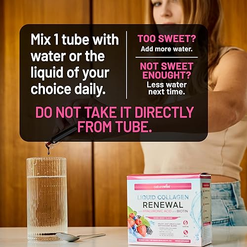 Miniatura 9 de NatureWise Aditivo líquido de colágeno (tipo I y III) para bebidas con biotina, vitamina C, B3, B6, folato y más con solo 0.04 oz de azúcar,