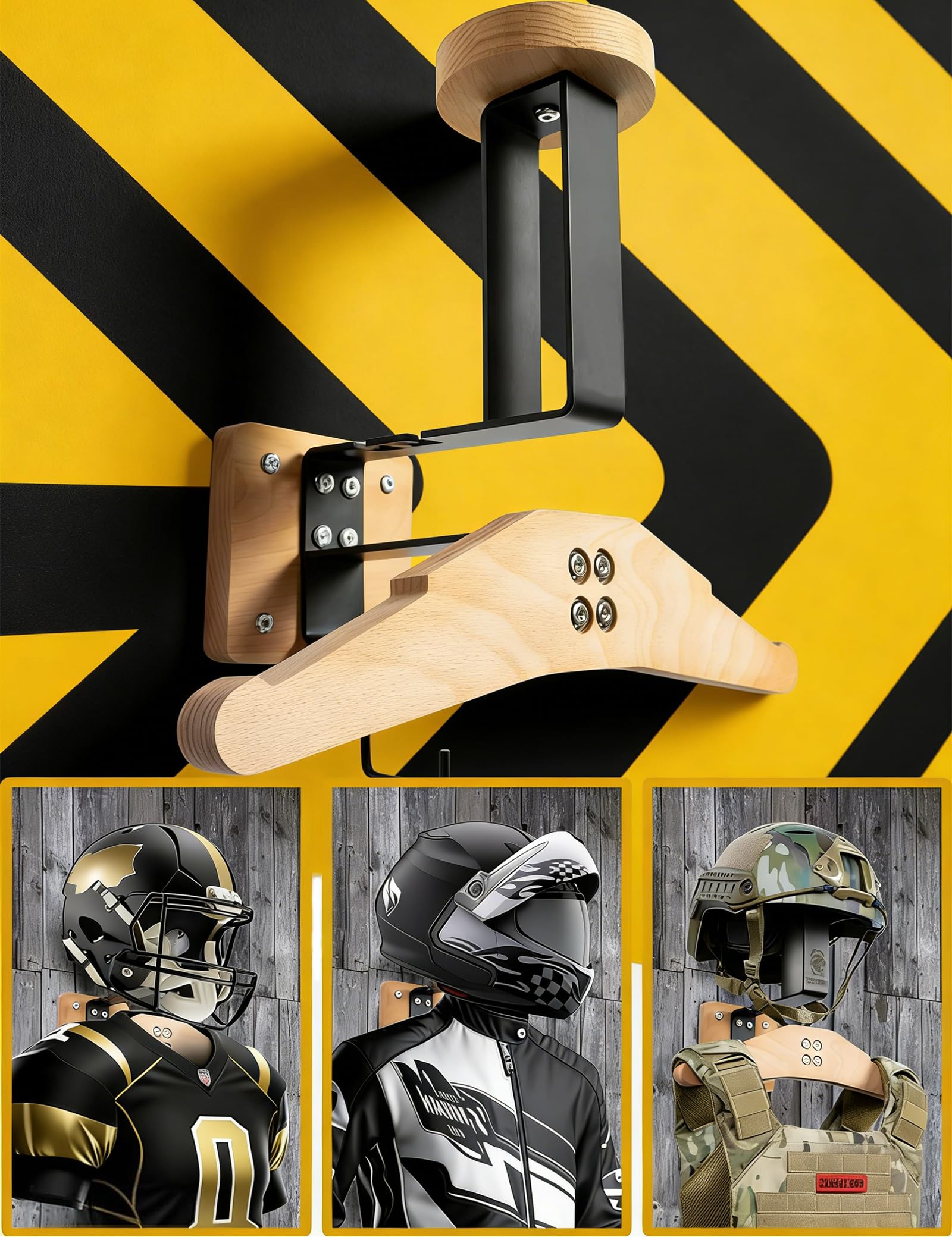 Motorrad Garderobe, Motorradhelm Halterung Wand & Westenhalter für Radfahren & Jacke, Tactical Gear Wall Mount