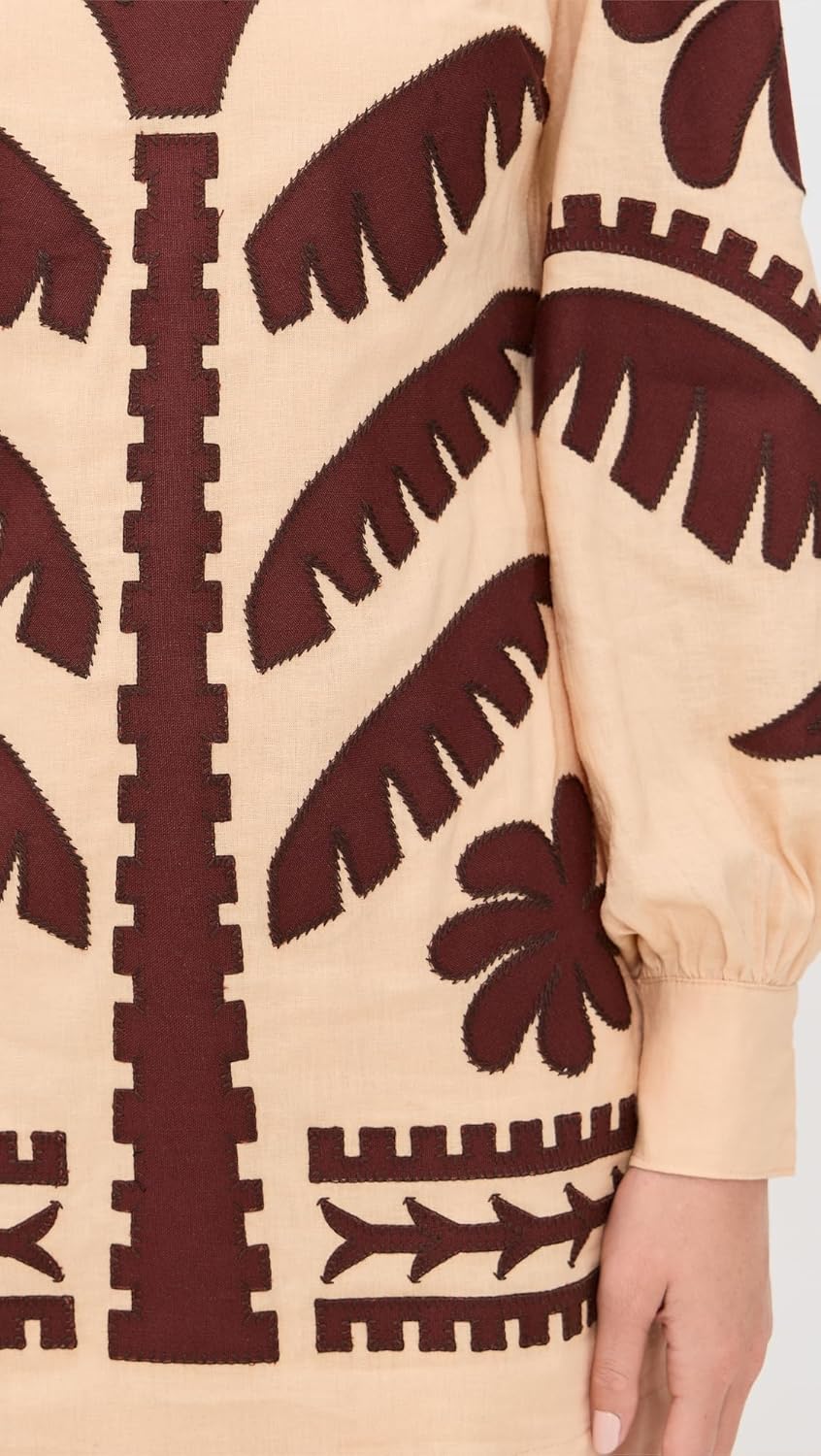 Women's Foliage Embroidery Linen Dress - Image 6