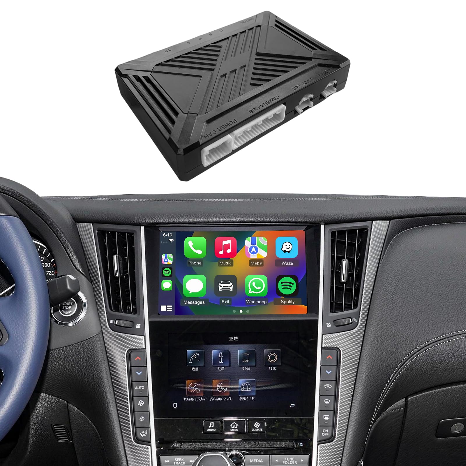Wireless CarPlay&Android Auto Module Compatible with Infiniti Q50 2015-2019 Retrofit Kit, Support Original Camera,Bluetooth Audio and Micphone
