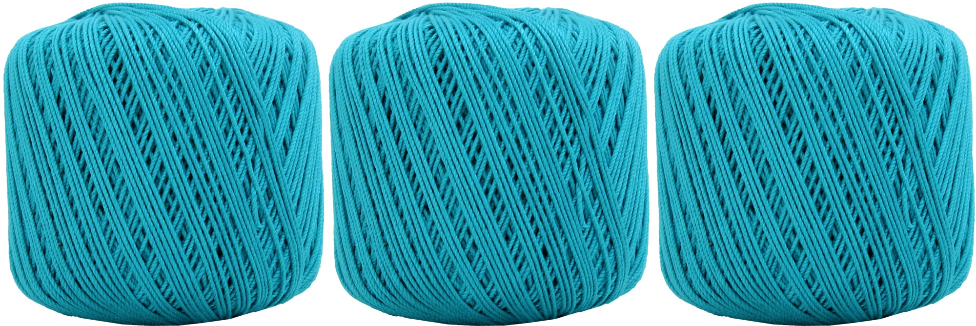ThreadArt 100% Cotton Crochet Thread Size 3, 3 Ball Pack, Turquoise 42