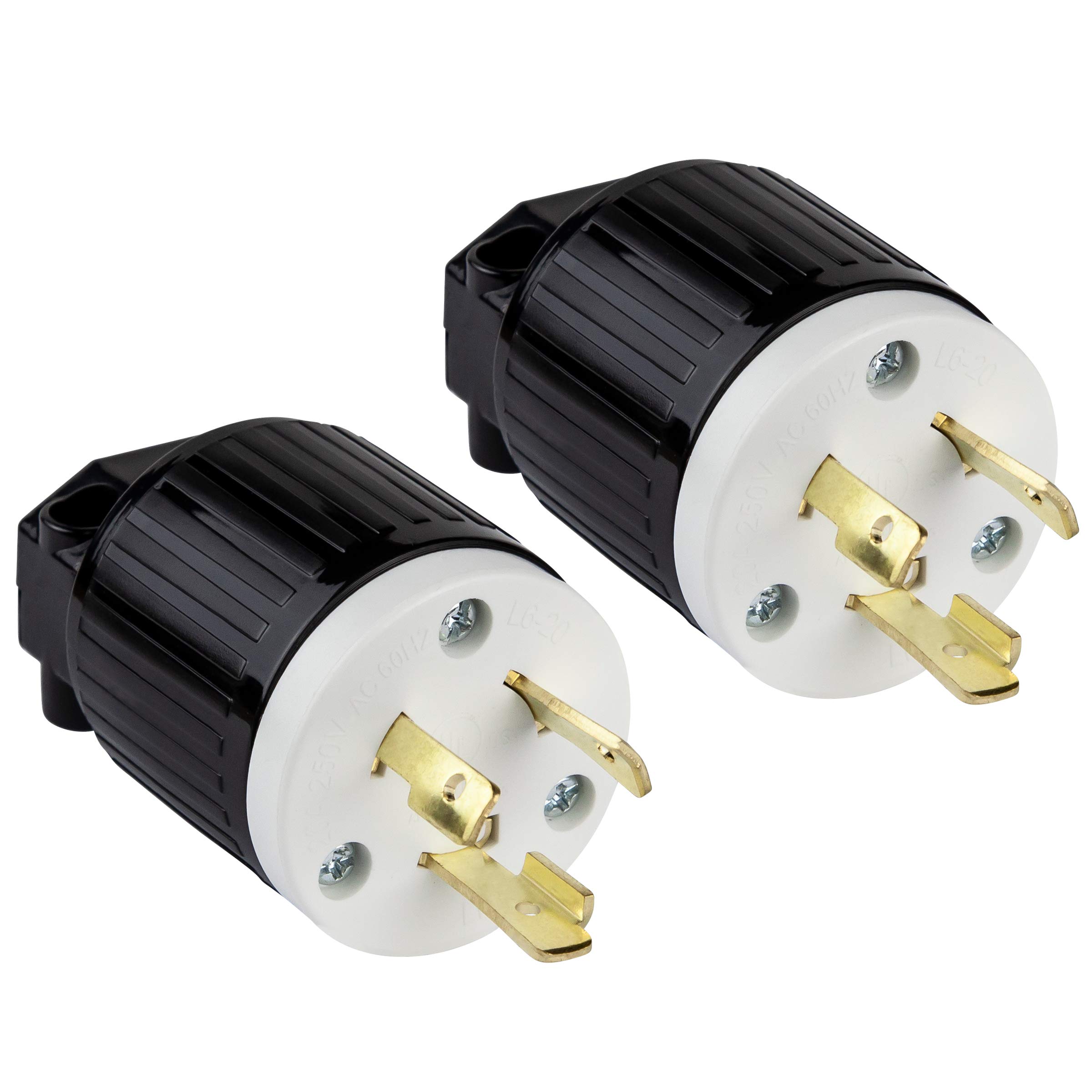 ENERLITES NEMA L6-20P Locking Plug Connector for Generator, Twist Lock Male Plug, 20 Amp, 250 Volt, 2 Pole, 3 Wire Grounding, Industrial Grade Heavy