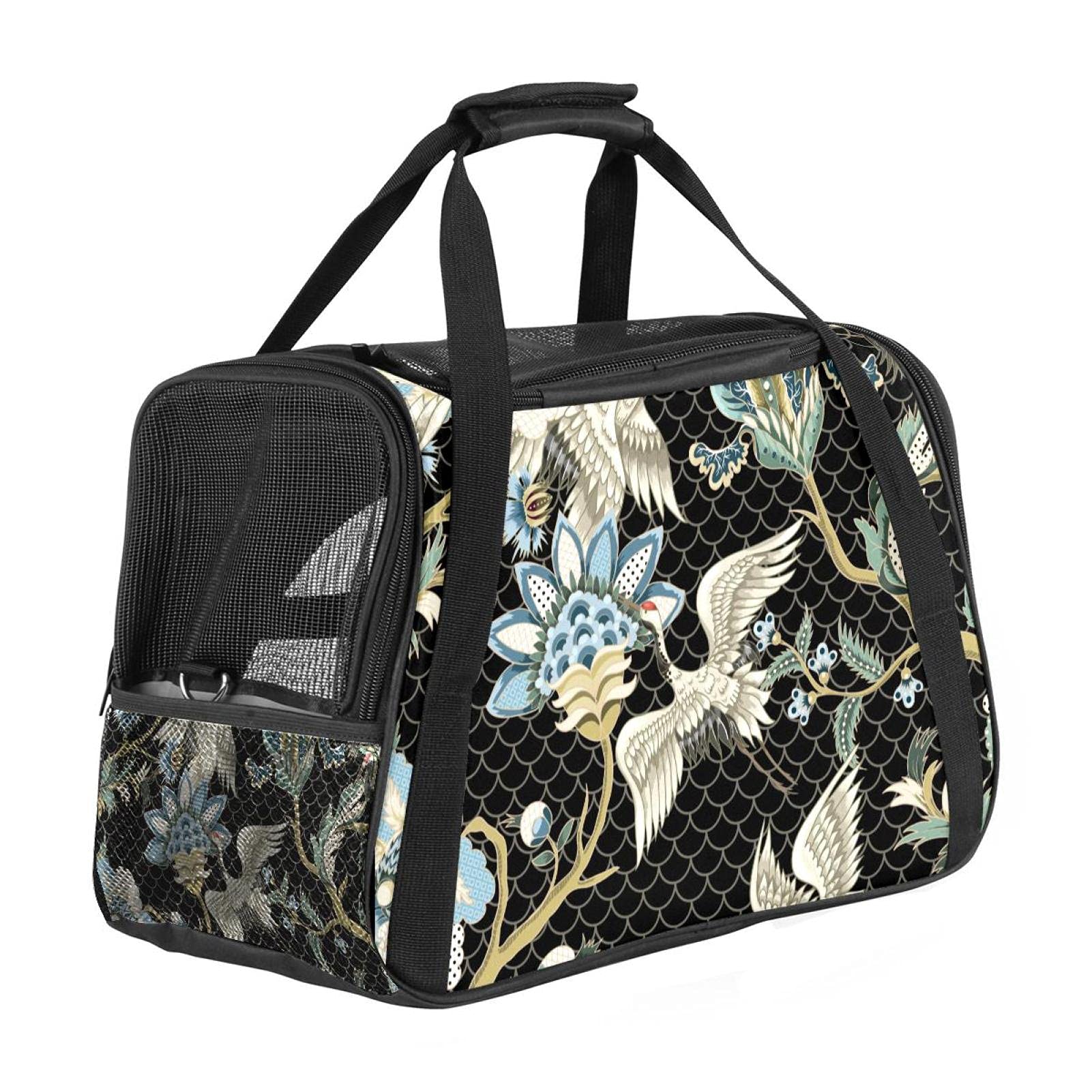 Sac de transport animal approuvé cabine avion pour chat et chien à motif grues
