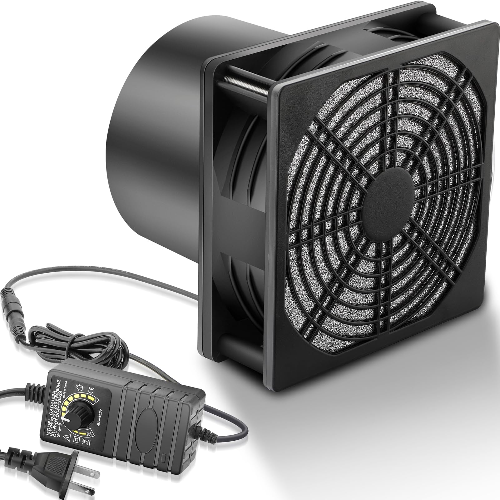 GDSTIME Ventilateur axial 120 mm x 38 mm 12 V DC avec bride de conduit de 10,2 cm à vitesse variable