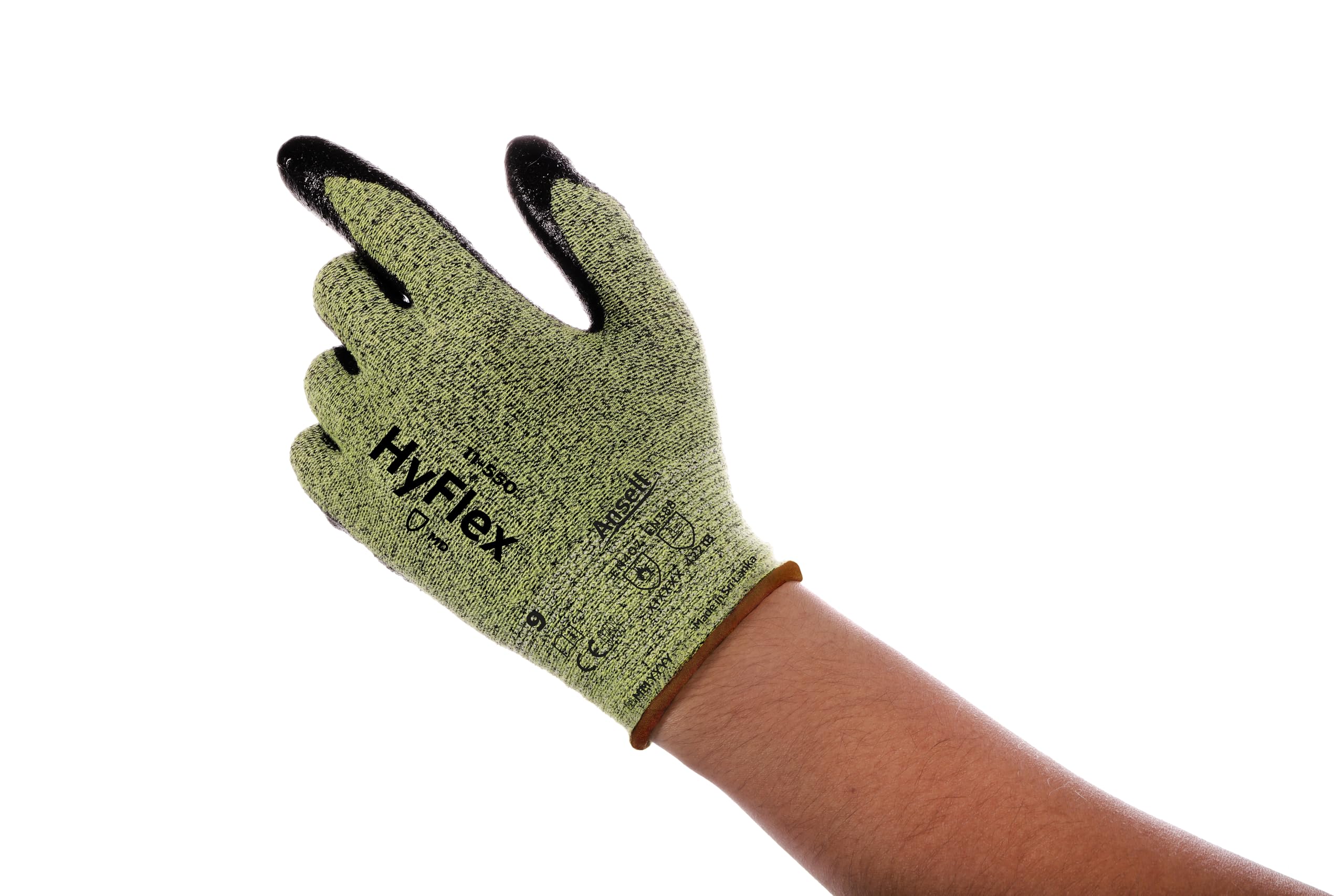 Ansell Hyflex 11-550 Safety Work Gloves Mechanical Protection, Size 8 (M), (12 Pairs)