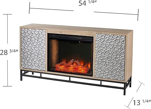 Miniatura 4 de SEI Furniture Hollesborne - Chimenea eléctrica con almacenamiento multimedia, color natural