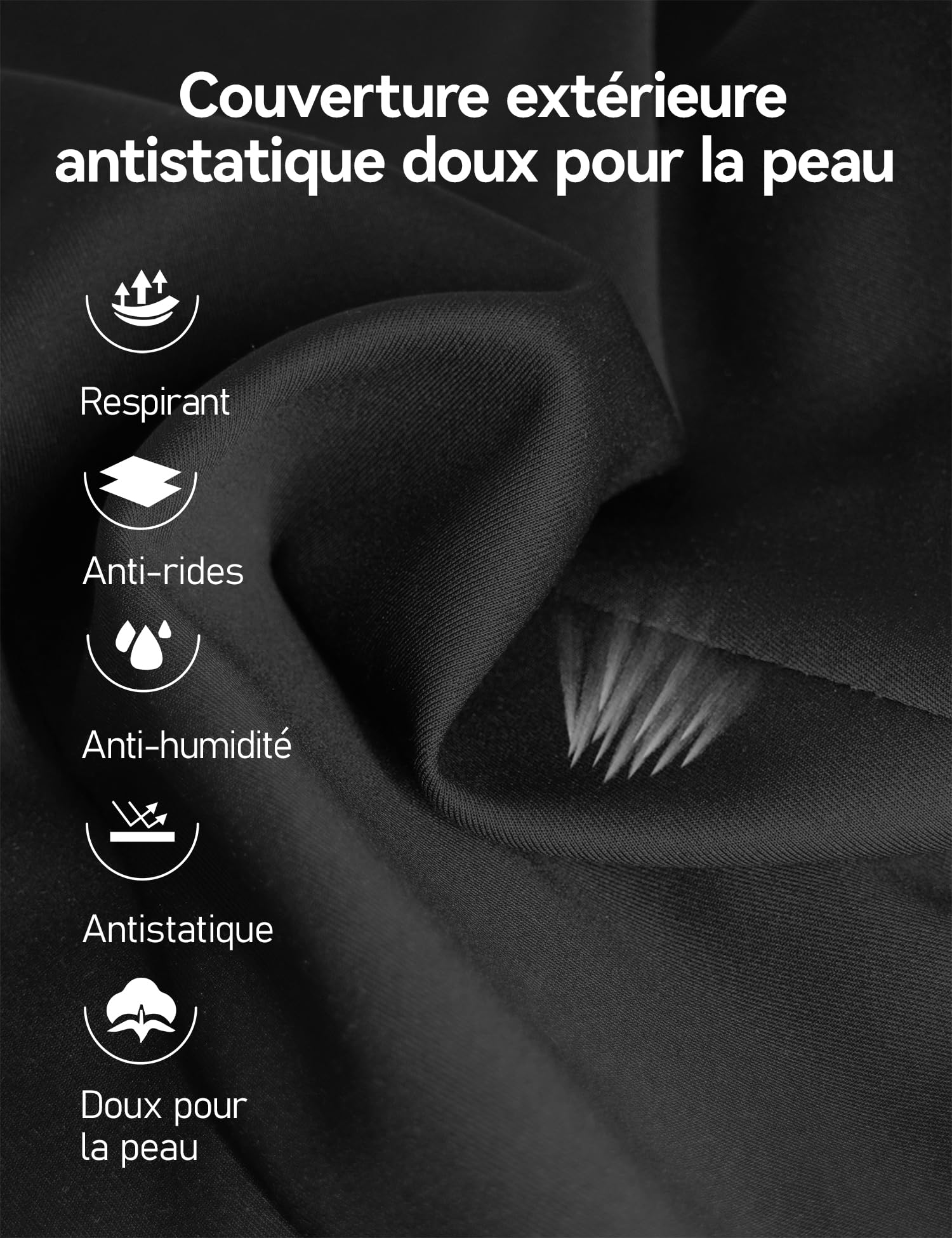 Travel Ease Coussin de Soutien Lombaire Ergonomique, Support Dorsal en Mousse à Mémoire pour Siège de Voiture Chaise de Bureau, Dossier avec Revêtement Antistatique et Double Sangles Réglables, Noir