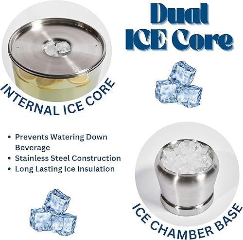 Miniatura 3 de Dispensador de bebidas con cámaras de hielo, dispensador de agua de té de limonada con grifo, jarra de acero inoxidable para bebidas, perfecto para