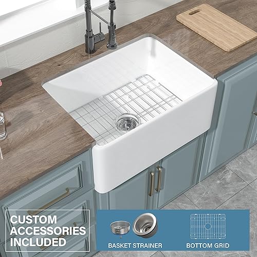 Miniatura 6 de Fregadero de granja de 24 pulgadas, fregadero de granja blanco, fregadero de cocina de granja, fregadero de cocina de granja, fregadero de arcilla