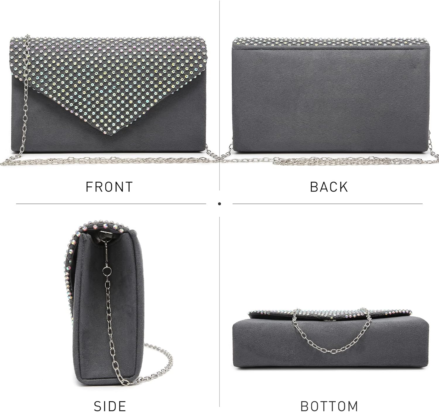 Dasein Women Sparkle Rhinestone Evening Purses Clutch Bags for Prom Cocktail Party Wedding Engagement - Image 2