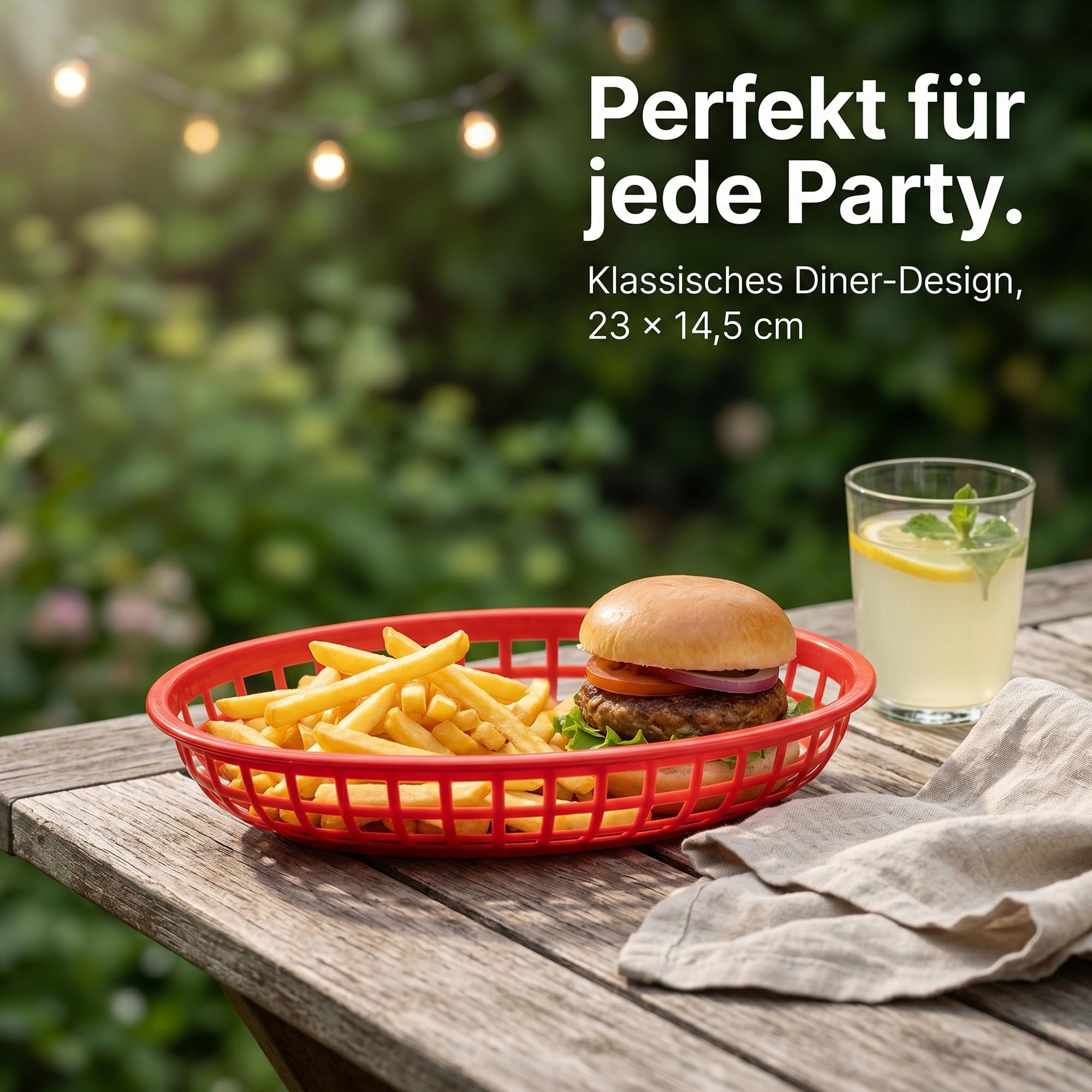 36 Stück Bunte Fast Food Körbe Kunststoff, 23 x 14,5 x 4 cm Fast Food Korb Ovale, Mehrfarbig Brotkörbe Servierkörbe aus Plastik für Pommes, Sandwiches, Burger, Brot