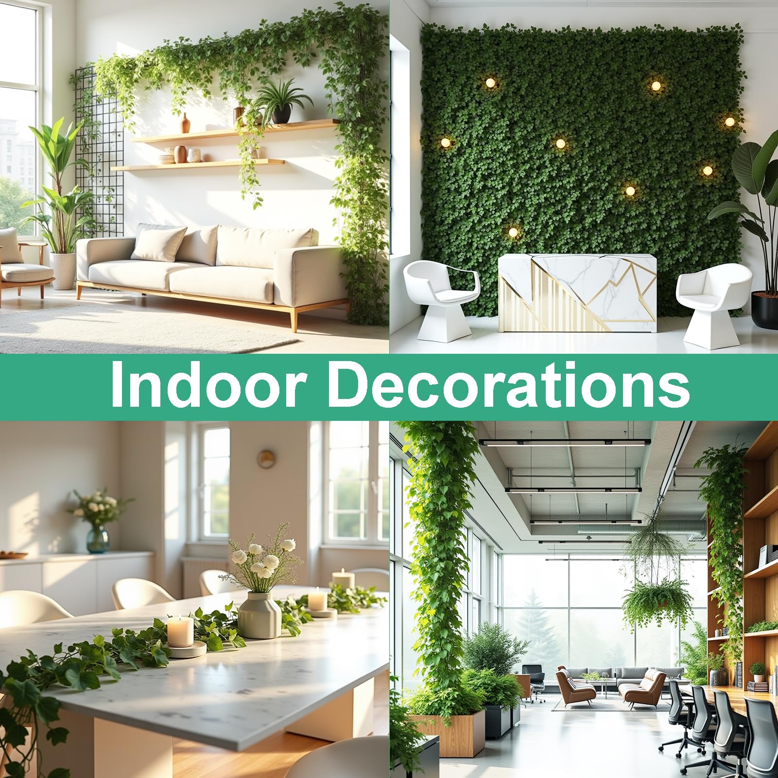 DazSpirit Guirnalda Plantas, Hojas de Hiedra Artificial 24 Piezas, 50.4m Decoración Interior y Exterior, De Jardín, Valla, Hogar, Boda, Escalera