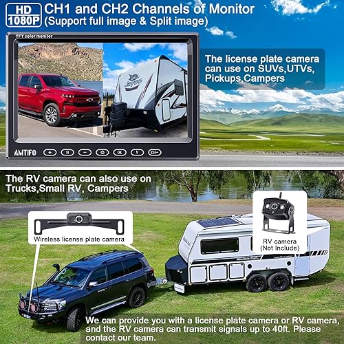 Miniatura 4 de Cámara de respaldo inalámbrica para camión y automóvil: monitor de tecla táctil de 7 pulgadas, Plug and Play, sin demora, sin marcos caídos, brillo
