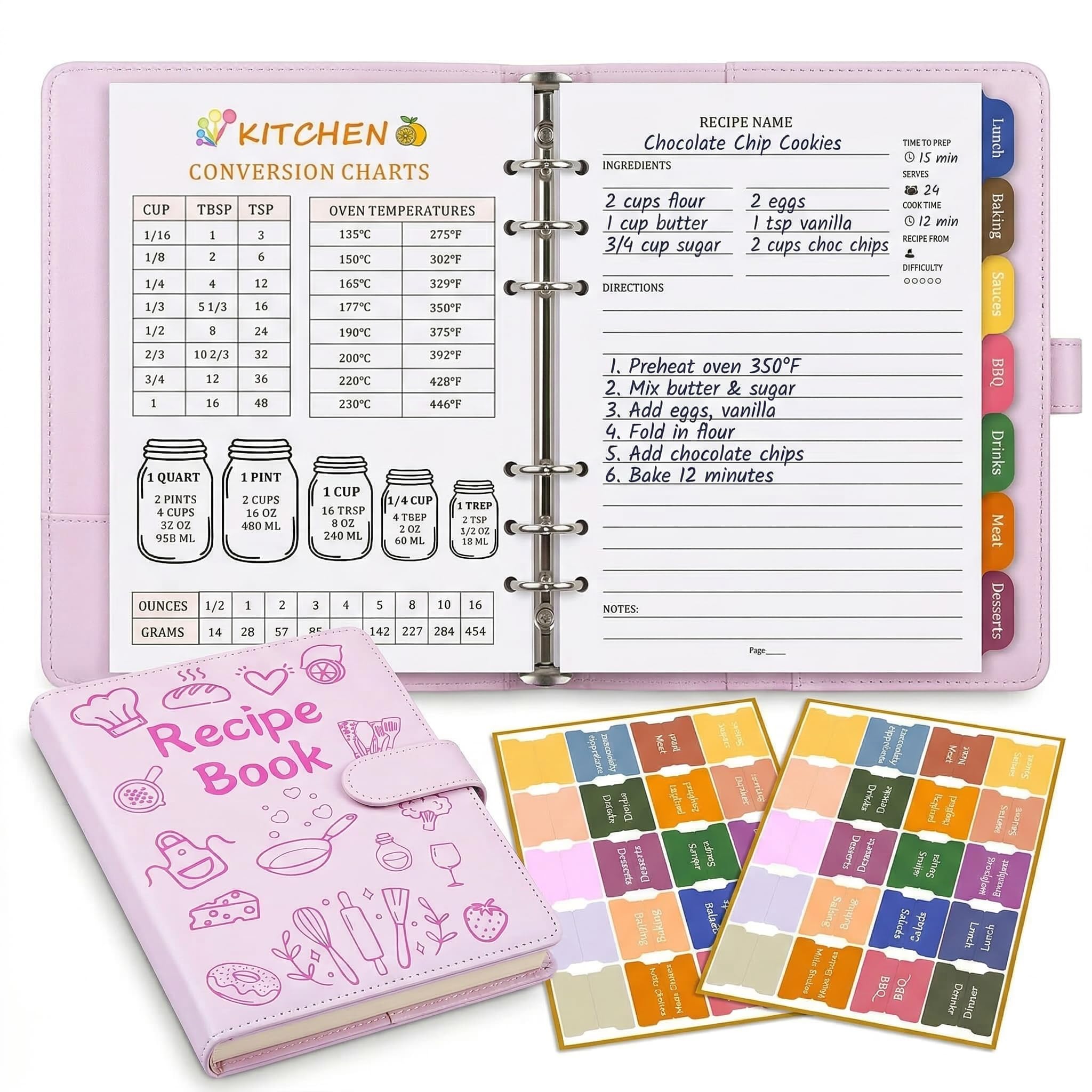 Recipe Notebook & Binder - Write Your Own Recipes! -1