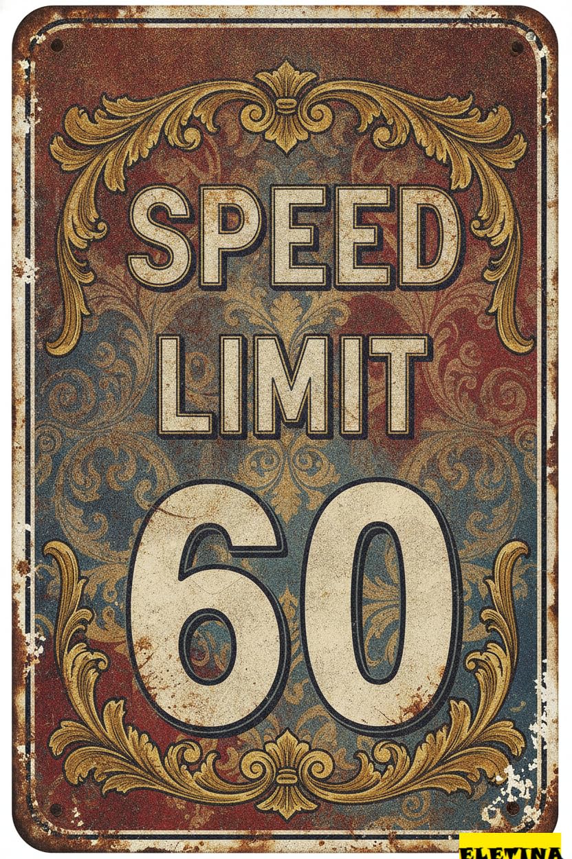 Personalized Sign for Man Cave 60 Mph Speed Limit, Metal Aluminum Traffic Neighborhoods, Yard, Private Roads, Parking Lots, Driveways, 60 Birthday Decorations & Gift, 8 X 12 Inch Property Decorative