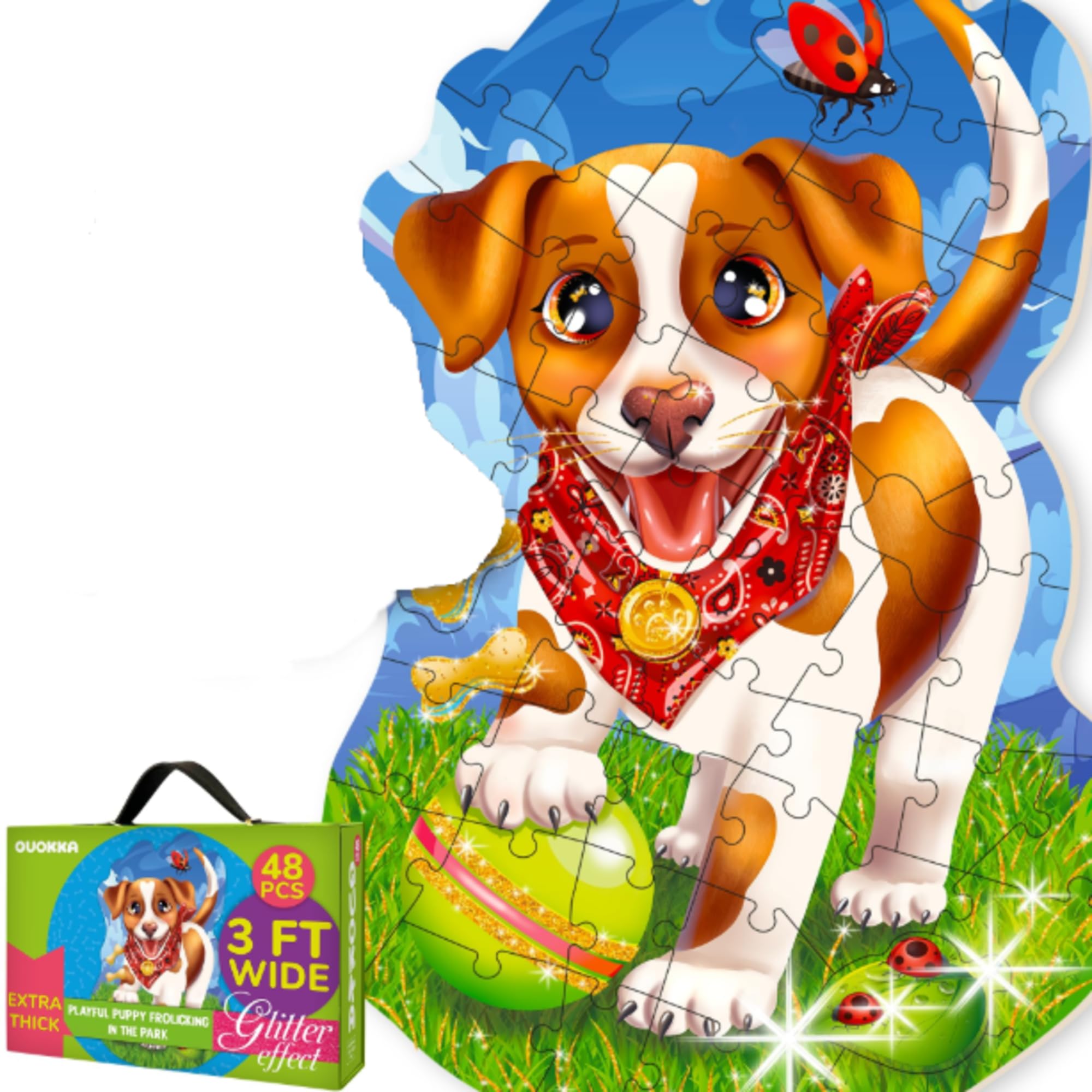 QUOKKA Puzzle Gigante a Forma di Cucciolo – Puzzle da 2x3 Piedi 48 pezzi – Grande Educativo da Pavimento