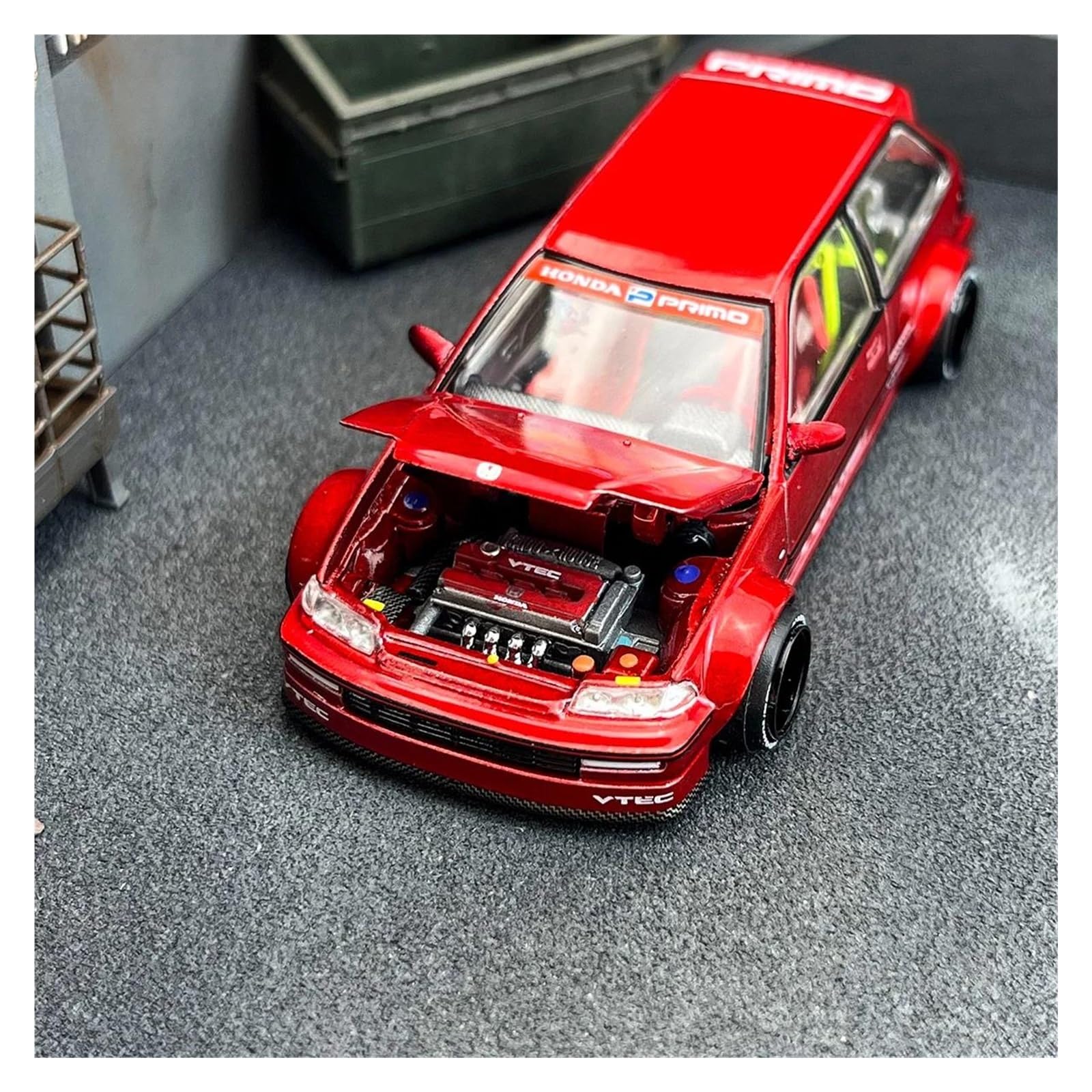 Metallo Scala Replica 1 64 per Honda Civic Ef apribile modello di auto classica pezzo da collezione esposizione Hobby Veicoli Giochi Set