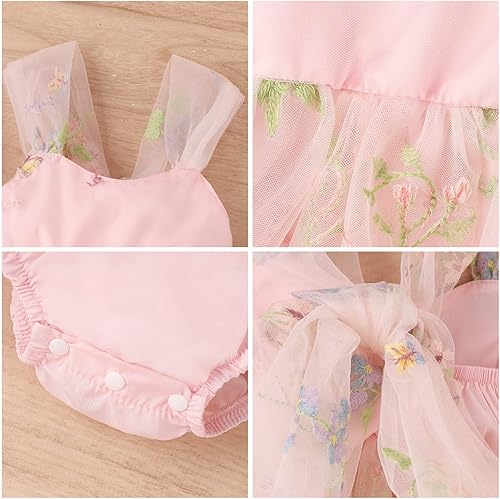 Miniatura 4 de Vestido de verano para bebé recién nacida, para el primer cumpleaños, con encaje floral, mariposa, para sesión de fotos