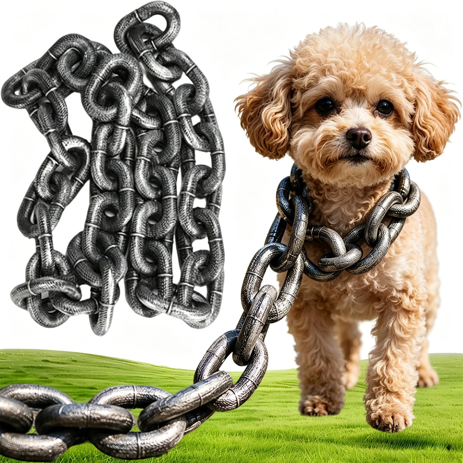 Iron Paw Lead, Dog Rocks, Simulated Plastic Thick Dog Chain, Looks Strong and Heavy, for Small Dog and Cat Photo Props (B-1.5M/59IN)