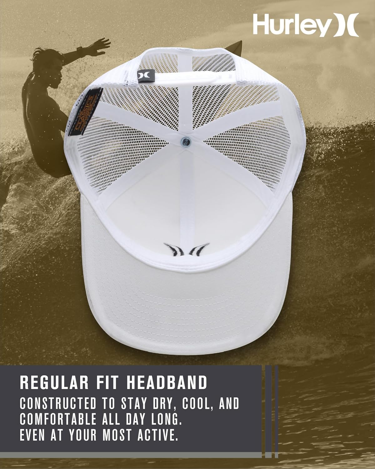 Hurley Men's Caps - Del Mar Mesh Panel Baseball Cap Trucker Hat - Snap Back Hats for Men