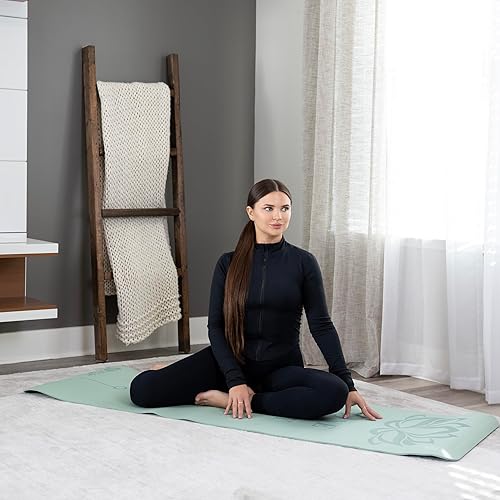 Miniatura 2 de Recovery Lyfe - Esterilla de yoga con grabado "One Day at a Time", Eco TPE antideslizante, verde salvia, 72" x 24" x 0.236 in, esterilla de yoga y
