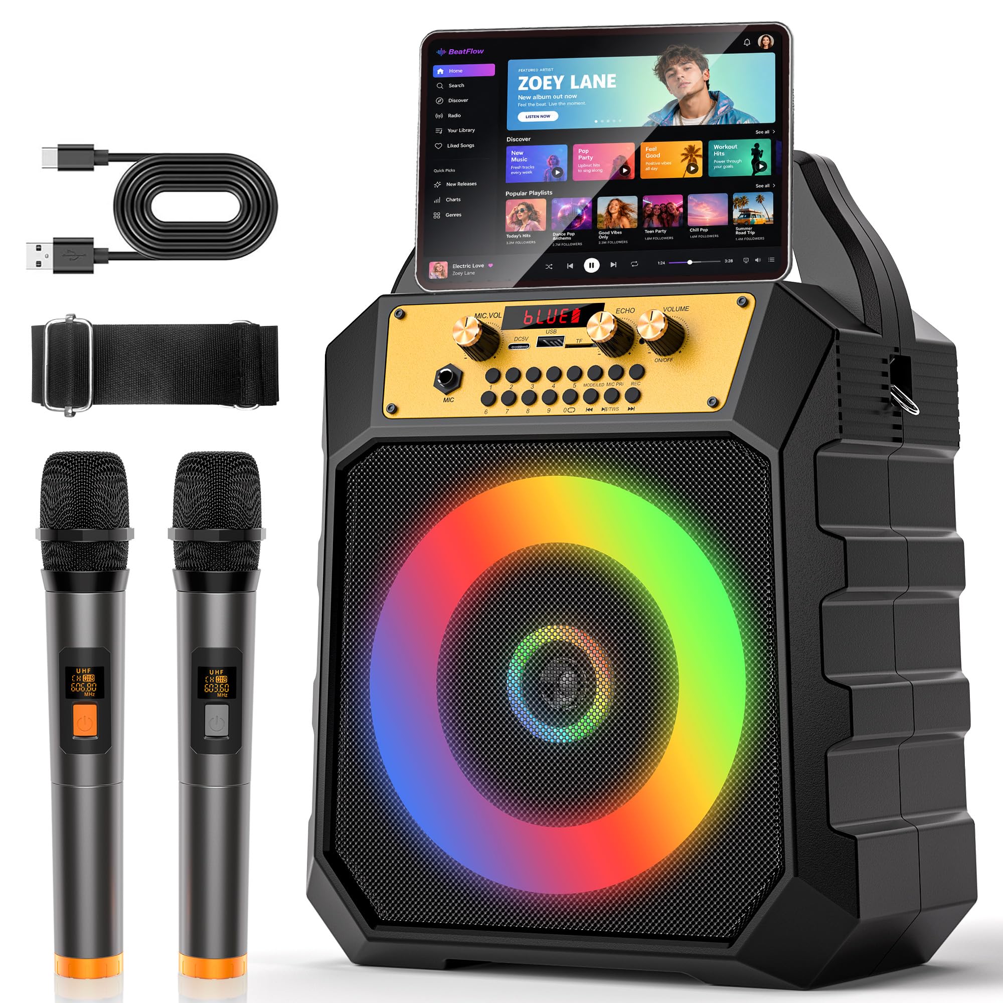 Sodomai karaoke Machine ワイヤレススピーカー Amazon.com: Portable Karaoke Machine for Adults & Kids Coaxial