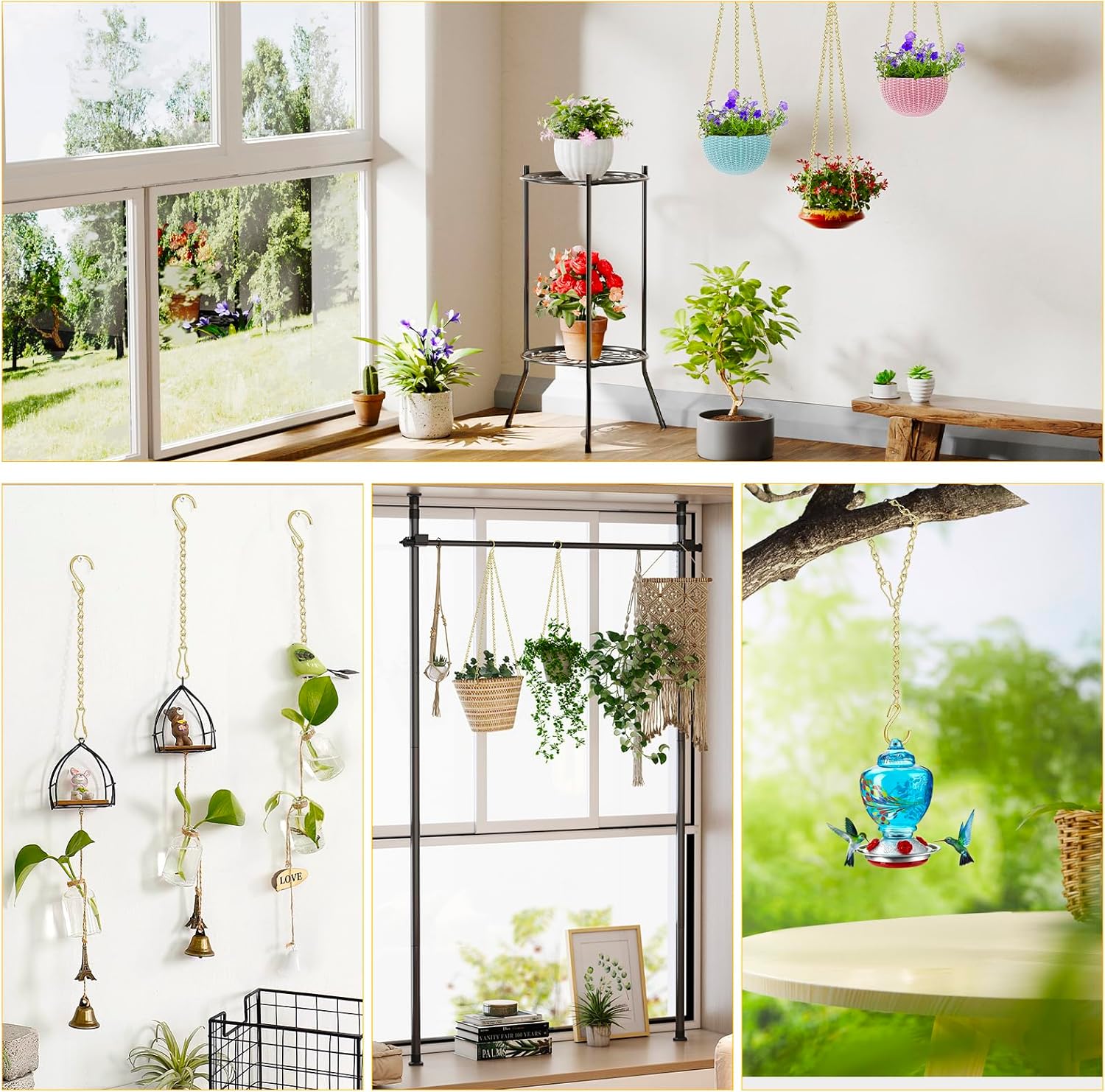 garini Hanging Plant Hooks,200 Inch Metal Glod Hanging Chain with S Hooks for Hanging Plants, Photo, Lantern, Billboards and Planters - Image 7