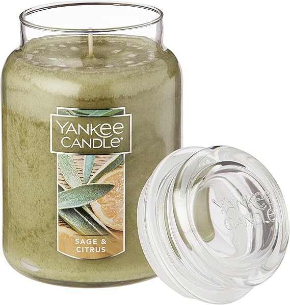 Yankee Candle Sage & Citrus Scented, Classic 22oz Large Jar Single Wick