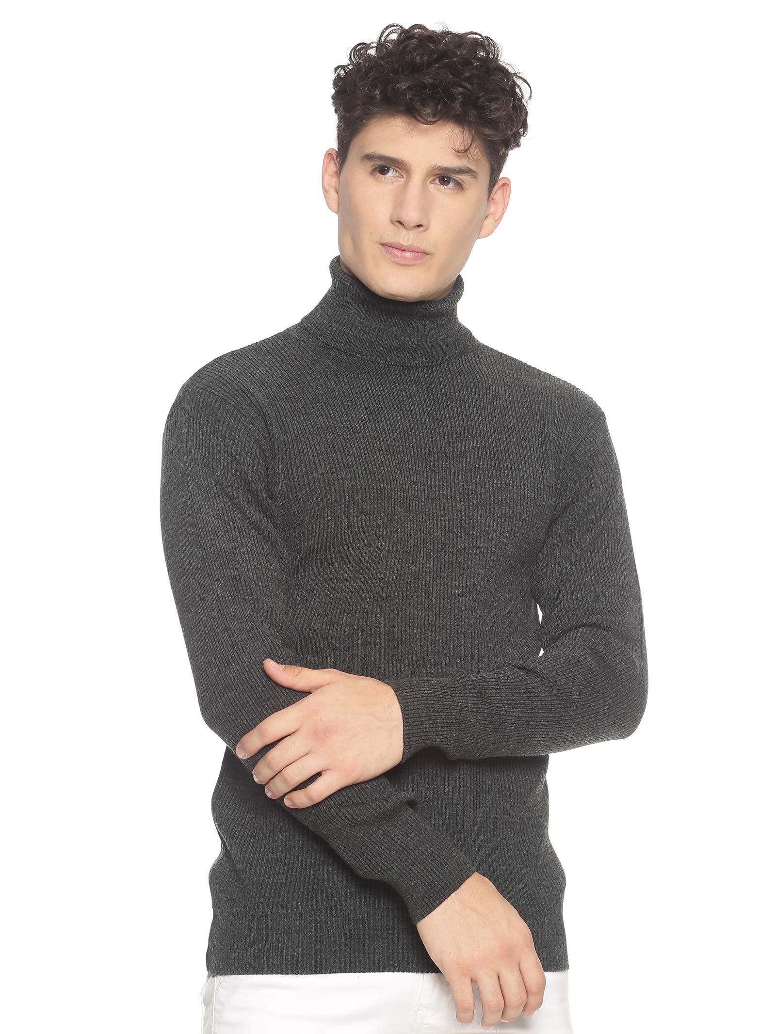 513 Men's 100% Acrylic High Neck Ribbed Winter Wear Regular Fit Casual Full Sleeve Solid Sweater-picture-45