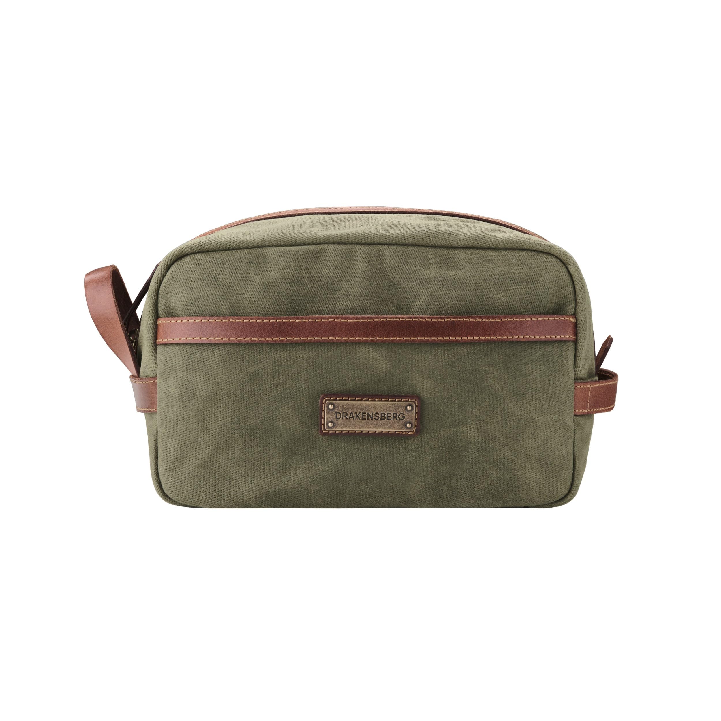 DRAKENSBERG Zestaw/2 woskowe płótno Weekender Cody & kosmetyczka Liam, Zielony las, Handgepäck 20 Zoll, Zabytkowe | 50 l, skóra bawola, męska, wodoodporna, wytrzymała, ręcznie wykonana, Heritage
